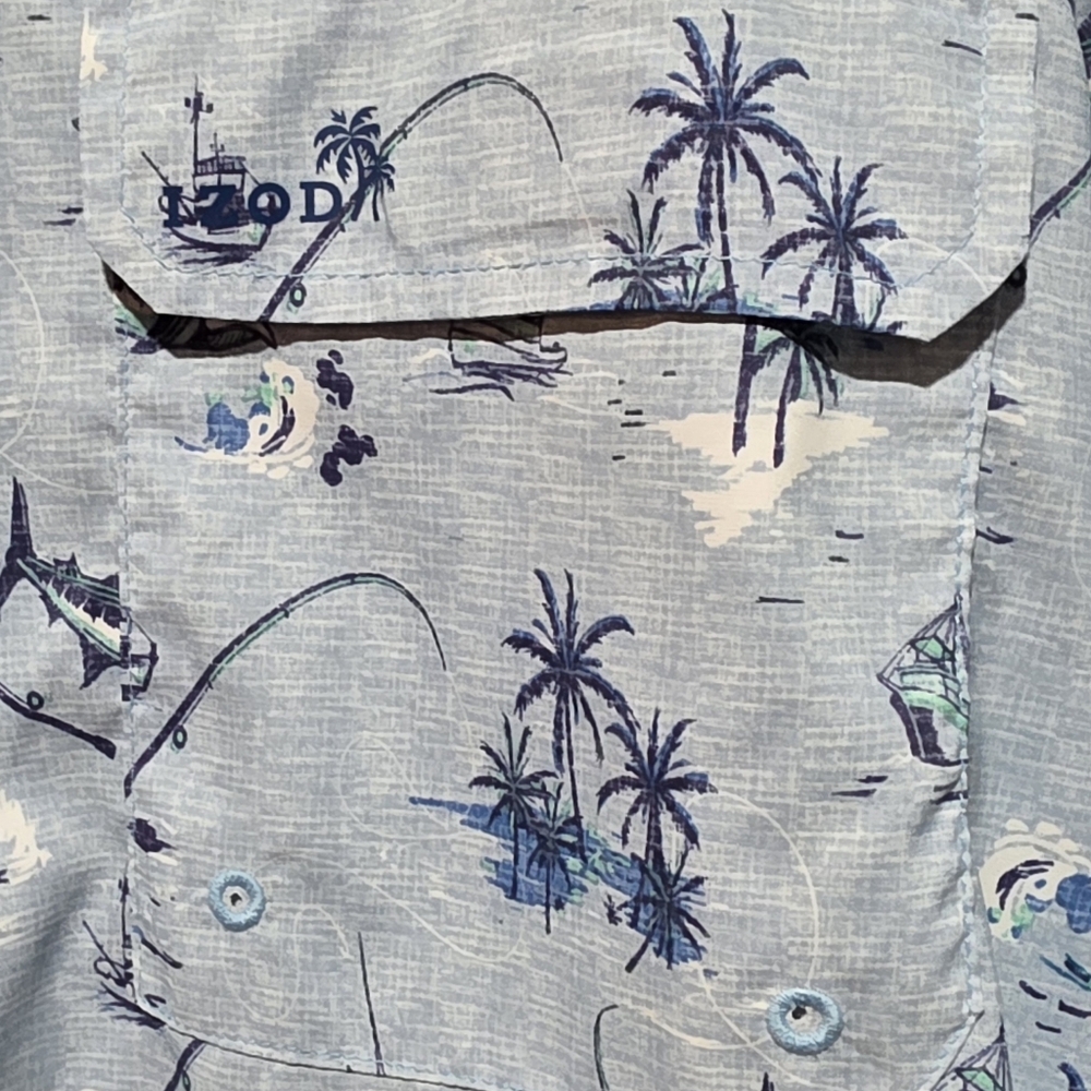 NWOT Men's IZOD Saltwater Short Sleeve Lightweight Shirt. Fishing Print. 2XL - Picture 4 of 9